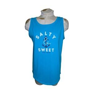 Life is Good Women High-Low Crusher Lite Tank Salty & Sweet Blue Medium‎ NWT